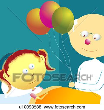 Arquivos de Ilustrações - macho,  doutor, 
 ficar,  paciente, 
 segurando,  balões. 
fotosearch - busca 
de ilustrações 
clipeart e desenhos