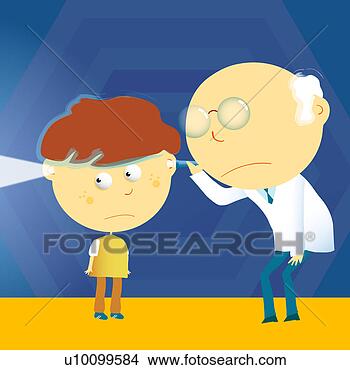 Arquivos de Ilustração - macho,  doutor, 
 olhar,  através, 
 menino,  orelhas, 
 lanterna. fotosearch 
- busca de ilustrações 
clipeart e desenhos
