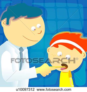 Clip Art - male doctor examining 
a patient with 
a tongue depressor. 
fotosearch - search 
clipart, illustration, 
drawings and vector 
eps graphics images