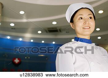Banco de Imagem - close-up,  femininas, 
 enfermeira,  
sorrindo. fotosearch 
- busca de fotos, 
imagens e clipart