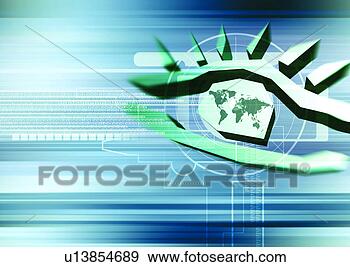 Arquivos de Ilustrações - olho,   fundo, 
  cyber,   tecno, 
  digital,   mundo, 
  mapa. fotosearch 
- busca de ilustrações 
clipeart e desenhos