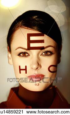 Stock Photography - woman with optical 
exam characters 
on her face. fotosearch 
- search stock 
photos, pictures, 
images, and photo 
clipart