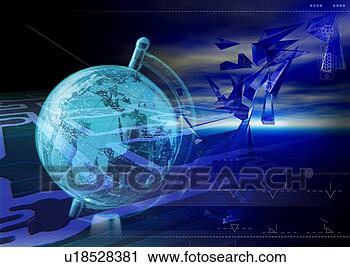 Clipart - globe superimposed 
on a blue background. 
fotosearch - search 
clipart, illustration, 
drawings and vector 
eps graphics images