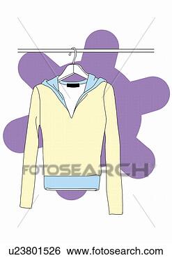 Clip Art - longo,  sleeved, 
 camisa,  cabide. 
fotosearch - busca 
de ilustrações 
clipeart e desenhos