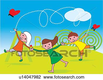 Clipart - frente,  vista, 
 crianças,  tocando, 
 parque. fotosearch 
- busca de ilustrações 
clipeart e desenhos
