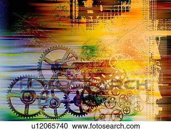Stock Illustration - gear wheels superimposed 
on a multi colored 
background. fotosearch 
- search clipart, 
illustration, 
drawings and vector 
eps graphics images