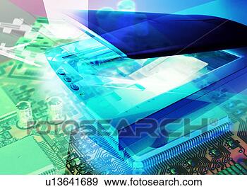 Stock Illustration - circuit board 
superimposed on 
a blue background. 
fotosearch - search 
clipart, illustration, 
drawings and vector 
eps graphics images