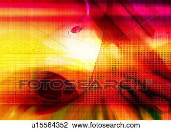 Clip Art - computador,  rato, 
 sobreposto,  
vermelho,  amarela, 
 fundo. fotosearch 
- busca de ilustrações 
clipeart e desenhos