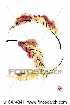 Clipart - caído,   folhas, 
  tinta,   escova, 
  pintura,   branca, 
  fundo. fotosearch 
- busca de ilustrações 
clipeart e desenhos