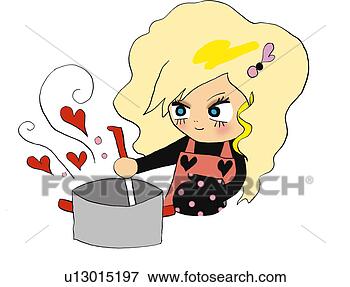 Banque d'Illustrations - girl,  cuisine,
illustration,
dessin anim,
portrait. fotosearch
- recherchez des
cliparts, des
illustrations,
des dessins et
des images vectorises
au format eps