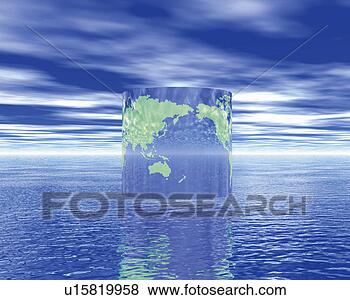 Banco de Imagem - cilindro,   sólido, 
  mundo,   mapa, 
  mar,   computador, 
  gráficos. fotosearch 
- busca de fotos, 
imagens e clipart