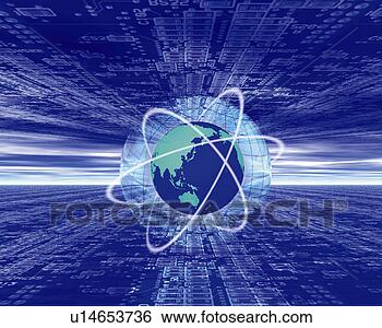 Banco de Imagem - terra,  voltas, 
 computador,  
computador,  gráficos, 
 composição. fotosearch 
- busca de fotos, 
imagens e clipart