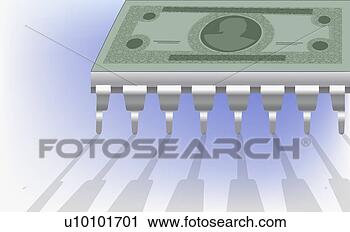 Clipart - close-up,  papel, 
 moeda corrente, 
 computador,  
lasca. fotosearch 
- busca de ilustrações 
clipeart e desenhos