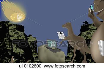 Stock Illustration - low angle view 
of two dinosaurs 
using a mobile 
phone and a laptop. 
fotosearch - search 
clipart, illustration, 
drawings and vector 
eps graphics images