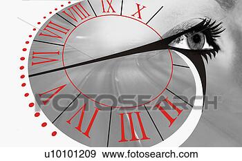 Stock Illustration - close-up of a 
human eye with 
a clock. fotosearch 
- search clipart, 
illustration, 
drawings and vector 
eps graphics images