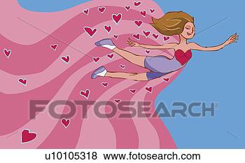 Arquivos de Ilustrações - jovem,  mulher, 
 voando,  mid-air, 
 corações,  atrás 
de,  dela. fotosearch 
- busca de ilustrações 
clipeart e desenhos