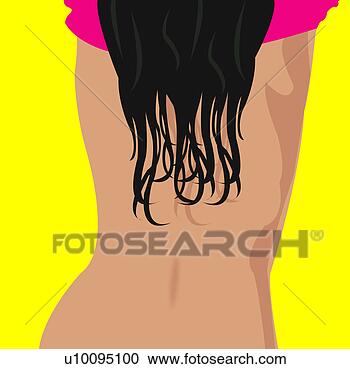 Arquivos de Ilustração - parte traseira, 
 vista,  mulher, 
 removendo,  dela, 
 topo. fotosearch 
- busca de ilustrações 
clipeart e desenhos