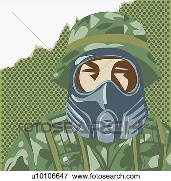 Arquivos de Ilustração - close-up,  exército, 
 soldado,  desgastar, 
 gás,  máscara. 
fotosearch - busca 
de ilustrações 
clipeart e desenhos
