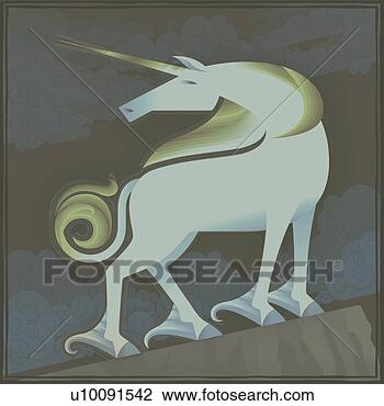 Clip Art - lado,  perfil, 
 unicórnio. fotosearch 
- busca de ilustrações 
clipeart e desenhos