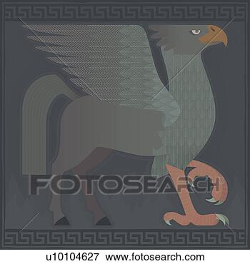 Arquivos de Ilustração - mitológico,  personagem, 
 águia,  corpo, 
 cavalo. fotosearch 
- busca de ilustrações 
clipeart e desenhos