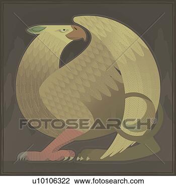 Clip Art - mitológico,  personagem, 
 águia,  corpo, 
 leão. fotosearch 
- busca de ilustrações 
clipeart e desenhos