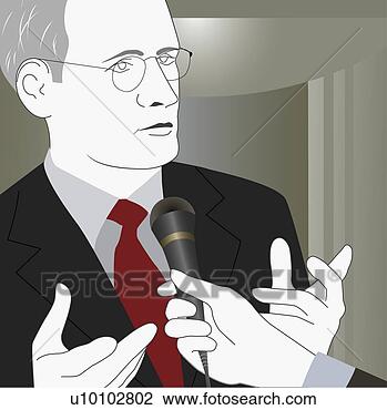 Clip Art - close-up,  homem 
negócios,  falando, 
 microfone,  durante, 
 entrevista. fotosearch 
- busca de ilustrações 
clipeart e desenhos
