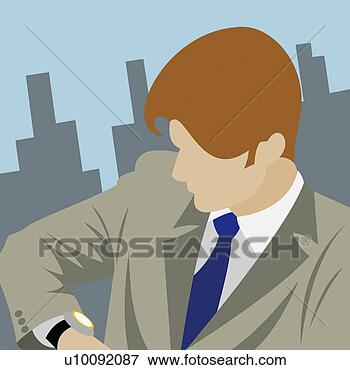 Arquivos de Ilustração - close-up,  homem 
negócios,  verificar, 
 tempo. fotosearch 
- busca de ilustrações 
clipeart e desenhos