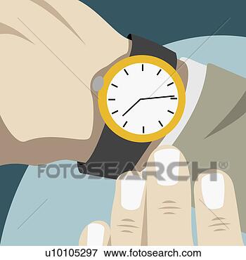 Arquivos de Ilustração - close-up,  homem 
negócios,  verificar, 
 tempo. fotosearch 
- busca de ilustrações 
clipeart e desenhos