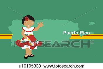 Drawing - girl in traditional 
clothing in front 
of the map of 
puerto rico. fotosearch 
- search clipart, 
illustration, 
drawings and vector 
eps graphics images