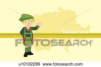 Arquivos de Ilustração - pessoa,   desgastar, 
  tradicional, 
  suíço,   roupa, 
  frente. fotosearch 
- busca de ilustrações 
clipeart e desenhos