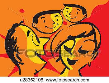Clipart - close-up,  caras, 
 pais,  crianças. 
fotosearch - busca 
de ilustrações 
clipeart e desenhos