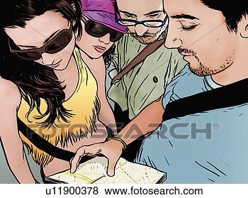 Clip Art - dois,  pares, 
 olhar,  mapa. 
fotosearch - busca 
de ilustrações 
clipeart e desenhos