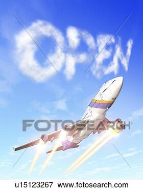Picture - airplane and clouds 
spelling 