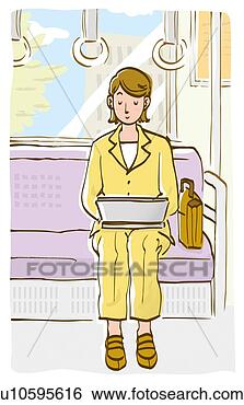 Arquivos de Ilustração - executiva,  usando, 
 laptop,  dela, 
 coxas,  sentando, 
 assento,  trem. 
fotosearch - busca 
de ilustrações 
clipeart e desenhos