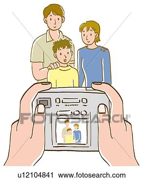 Clipart - pessoa,  levando, 
 quadro,  família, 
 digital,  câmera. 
fotosearch - busca 
de ilustrações 
clipeart e desenhos