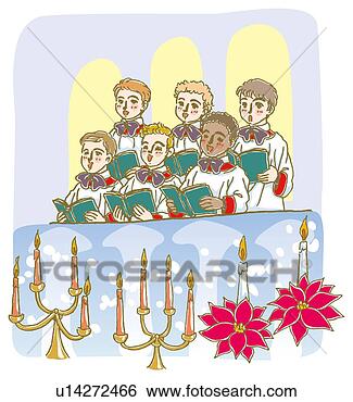 Arquivos de Ilustração - pintura,  meninos, 
 cantando,  natal, 
 carols,  ilustração. 
fotosearch - busca 
de ilustrações 
clipeart e desenhos