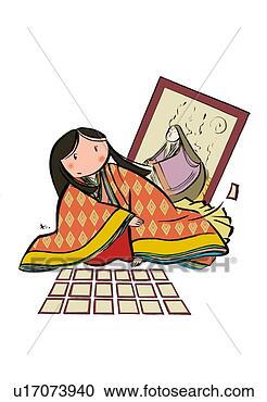 Arquivos de Ilustração - jovem,   adulto, 
  mulher,   junihitoe, 
  sentando,   
tocando. fotosearch 
- busca de ilustrações 
clipeart e desenhos