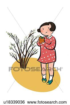 Arquivos de Ilustração - menina,   segurando, 
  planta,   venha, 
  saída,   broto. 
fotosearch - busca 
de ilustrações 
clipeart e desenhos