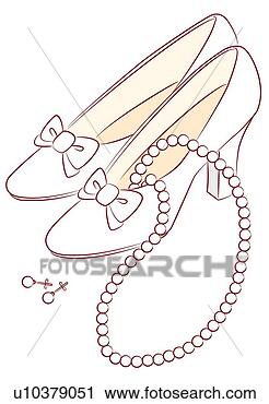 Clipart - alto,   calcanhares, 
  colar,   par, 
  brincos,   fim, 
  cima. fotosearch 
- busca de ilustrações 
clipeart e desenhos