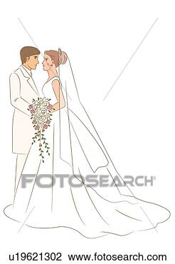 Clip Art - bridal couple 
standing face 
to face, side 
view. fotosearch 
- search clipart, 
illustration, 
drawings and vector 
eps graphics images