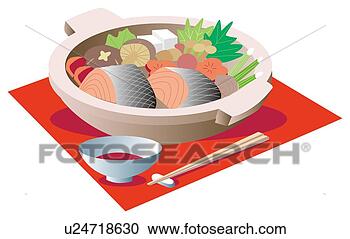 Stock Illustration - boiled fish and 
vegetable in pot. 
fotosearch - search 
clipart, illustration, 
drawings and vector 
eps graphics images