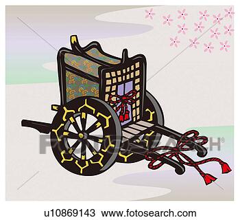Drawing - painting of a 
decorated japanese 
oxcart, woodcut. 
fotosearch - search 
clipart, illustration, 
drawings and vector 
eps graphics images