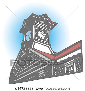 Stock Illustration - clock tower, woodcut, 
hokkaido, japan, 
low angle view. 
fotosearch - search 
clipart, illustration, 
drawings and vector 
eps graphics images