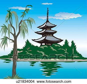 手绘图 - todai, 庙