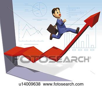 Stock Photo - businessman smiling 
and running up 
the graph arrow, 
 illustration. 
fotosearch - search 
stock photos, 
pictures, images, 
and photo clipart