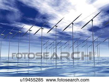 Stock Illustration - large group of 
wind power generators, 
illustration, 
cg, low angle 
view. fotosearch 
- search clipart, 
illustration, 
drawings and vector 
eps graphics images
