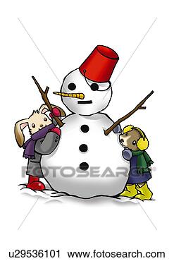 Clipart - coelho,   cão, 
  fazer,   boneco 
neve,   frente, 
  vista,   branca. 
fotosearch - busca 
de ilustrações 
clipeart e desenhos