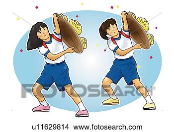 Arquivos de Ilustração - dois,   meninas, 
  ginásio,   roupas, 
  dançar,   segurando, 
  bambu. fotosearch 
- busca de ilustrações 
clipeart e desenhos