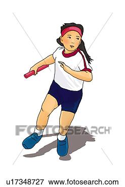 Arquivos de Ilustração - menina,   executando, 
  segurando,  
 relé,   batuta, 
  frente. fotosearch 
- busca de ilustrações 
clipeart e desenhos