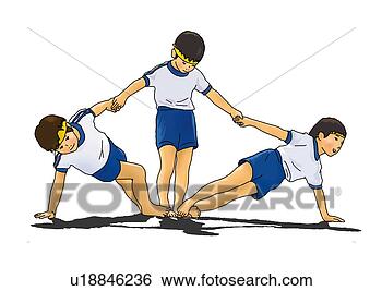 Arquivos de Ilustração - três,   meninos, 
  ginásio,   roupas, 
  posar,   frente, 
  vista. fotosearch 
- busca de ilustrações 
clipeart e desenhos